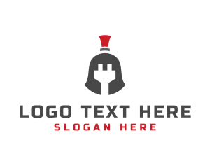 Spartan - Electric Plug Helmet logo design