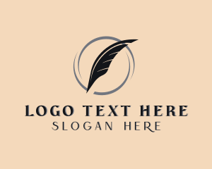 Stationery - Feather Pen Orbit logo design