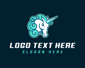 Streamer - Gamer Unicorn Horse logo design