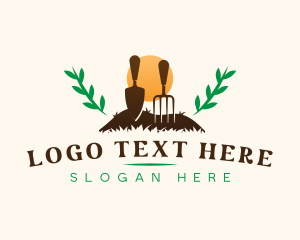 Wheel Barrow - Garden Trowel Landscaping logo design