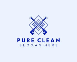 House Tile Pressure Washer Cleaning logo design