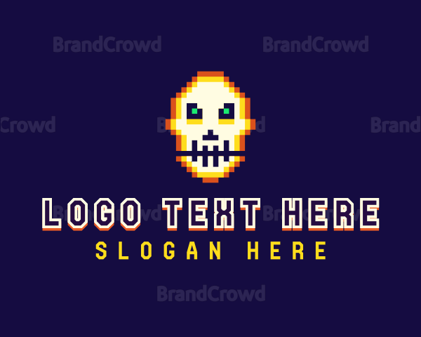 Pixelated Gaming Skull Logo