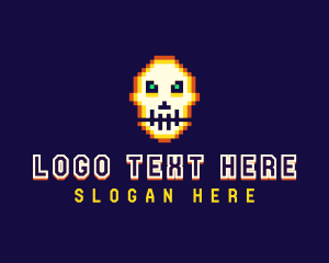 Skull - Pixelated Gaming Skull logo design