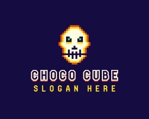 Pixelated Gaming Skull Logo