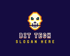 Pixelated Gaming Skull logo design