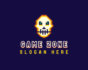 Pixelated Gaming Skull logo design