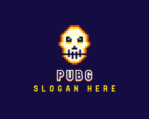 Pixel - Pixelated Gaming Skull logo design