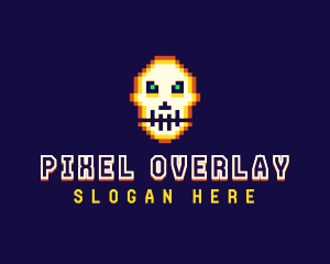 Pixelated Gaming Skull logo design