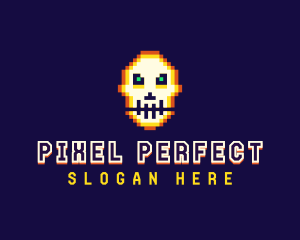 Pixelated Gaming Skull logo design