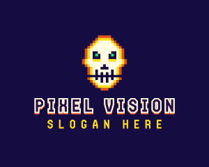 Pixelated Gaming Skull logo design