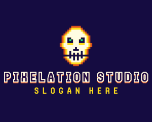 Pixelated Gaming Skull logo design