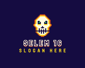 Pixelated Gaming Skull logo design