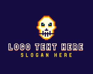 Pixelated Gaming Skull Logo