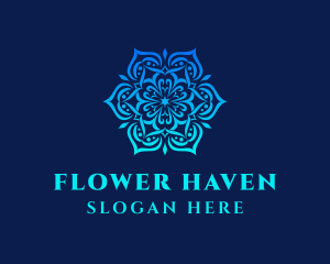 Symmetrical Floral Ornament logo design