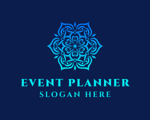 Blue - Symmetrical Floral Ornament logo design