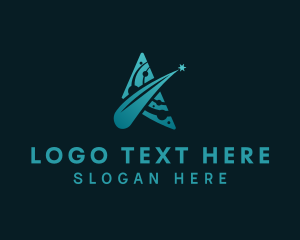 Planetary - Galaxy Star Letter A logo design