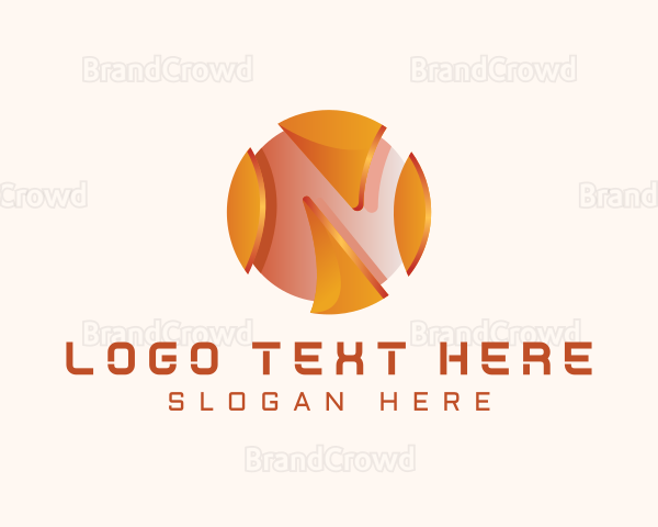3D Tech Sphere Letter N Logo