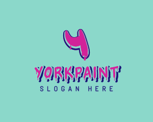 Pink Paint Graffiti Letter Y logo design