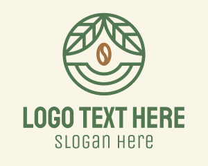 Cafeteria - Coffee Bean Organic Badge logo design