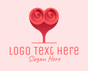 Feminine - Flower Heart Balloon logo design