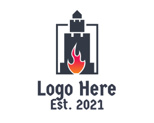Royalty - Castle Fortress Flame logo design