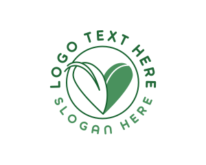 Vegan - Natural Leaf Heart logo design