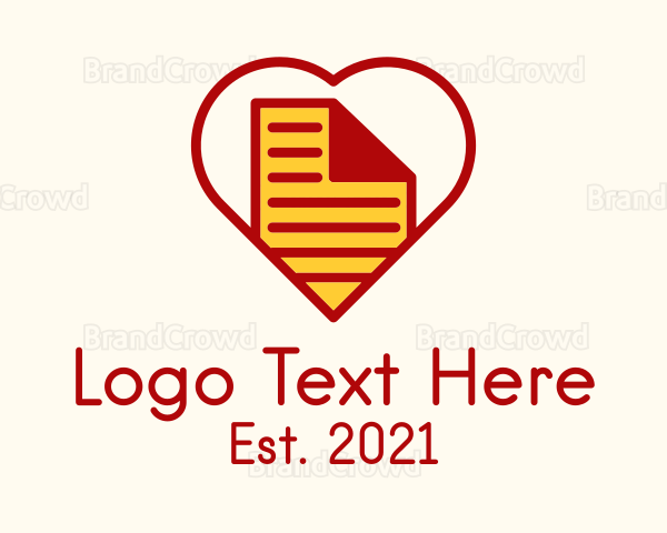 Paper Document Heart Logo