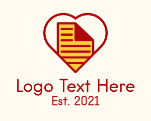 Lover - Paper Document Heart logo design