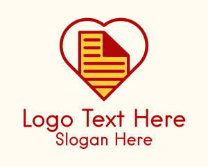 Paper Document Heart  Logo