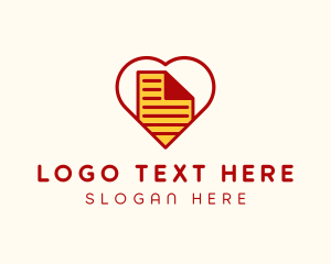 Love Letter - Paper Document Heart logo design