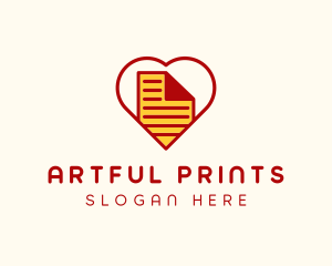 Poster - Paper Document Heart logo design