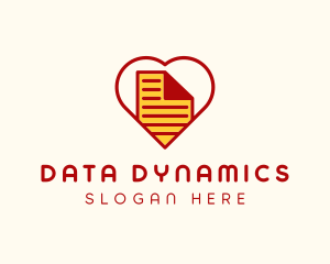 Spreadsheet - Paper Document Heart logo design