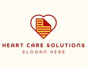 Paper Document Heart  logo design