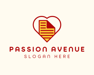 Passion - Paper Document Heart logo design