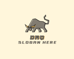 Wildlife - Bison Bull Fighting logo design