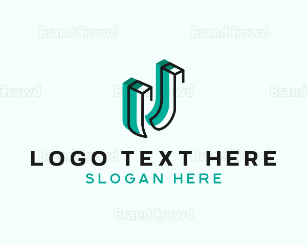 3D Digital Letter U Logo