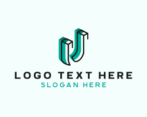 Technology - 3D Digital Letter U logo design