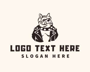 Canine - Rocker Bulldog Leather Jacket logo design