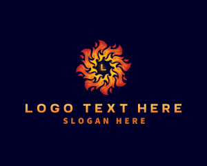 Heat - Sun Fire Flame logo design
