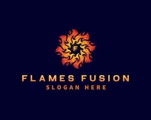 Sun Fire Flame logo design