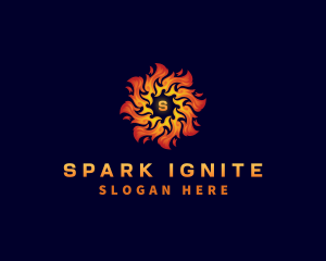 Sun Fire Flame logo design