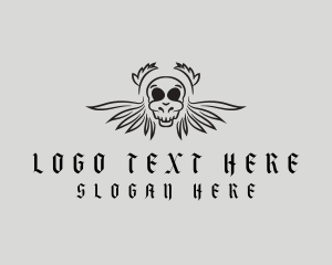 Metal Music - Scary Skull WIngs logo design