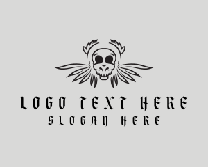 Dead - Scary Skull WIngs logo design