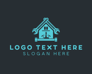 Home Renovation - House Pipe Wrench Plumbing logo design