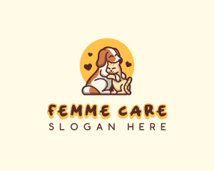 Dog Cat Hug Care logo design