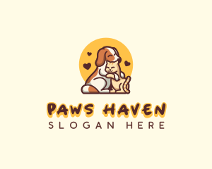 Dog Cat Hug Care logo design