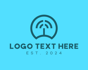 Telecom - Blue Wifi Signal logo design