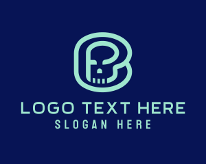 Stroke - Digital Skull Letter B logo design
