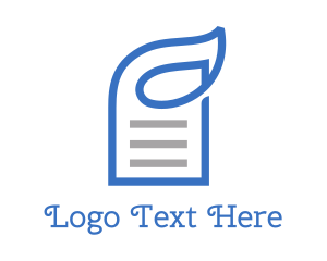 Content - Blue Paper Leaf Outline logo design