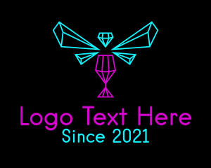 Wine - Geometric Neon Bar logo design